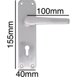 Aluminium Lever Door Handle Lock Set - 153 x 40mm - Satin Aluminium - tradefit - 3