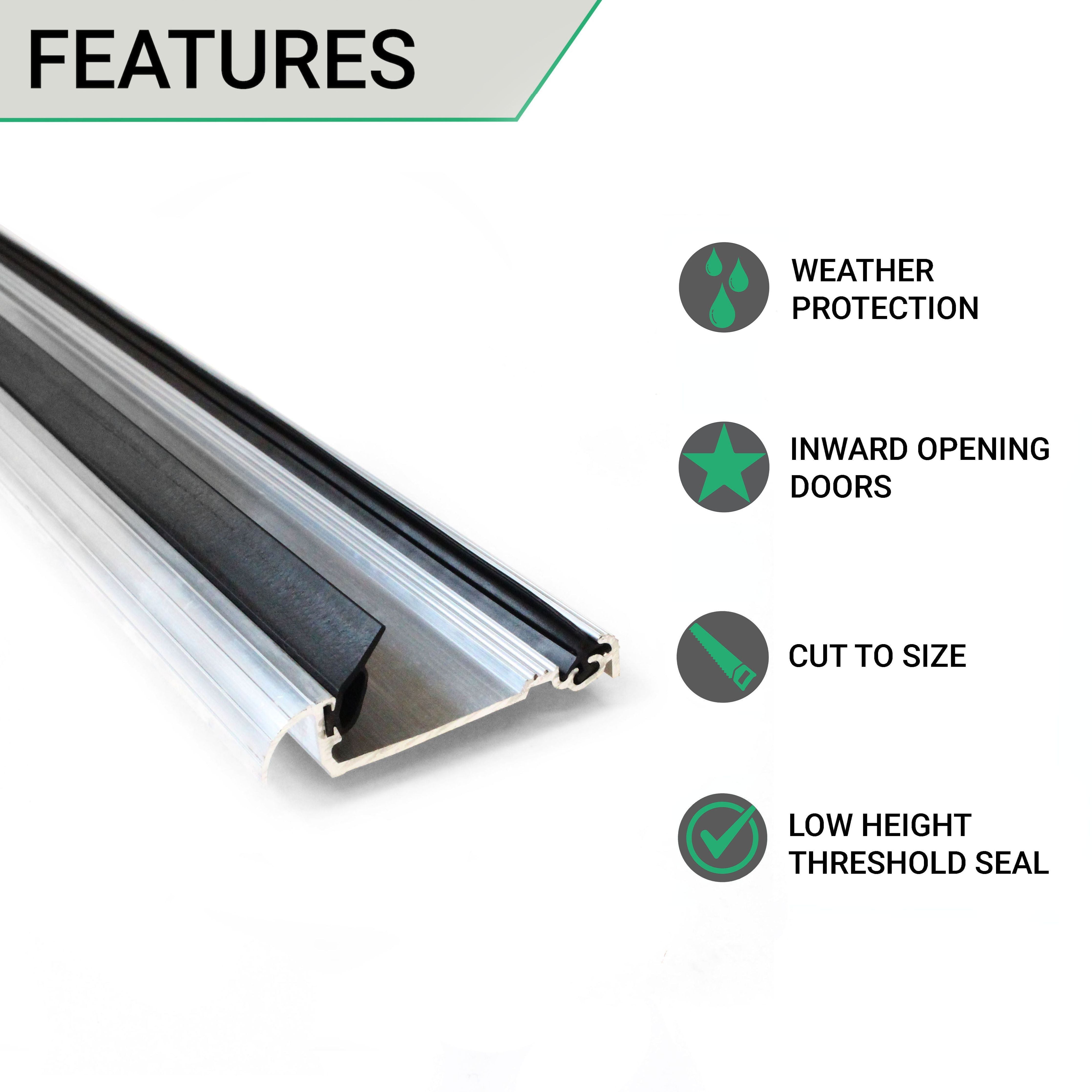 Door Threshold Seal - 56mm Inward Opening - 1829mm - Aluminium - tradefit