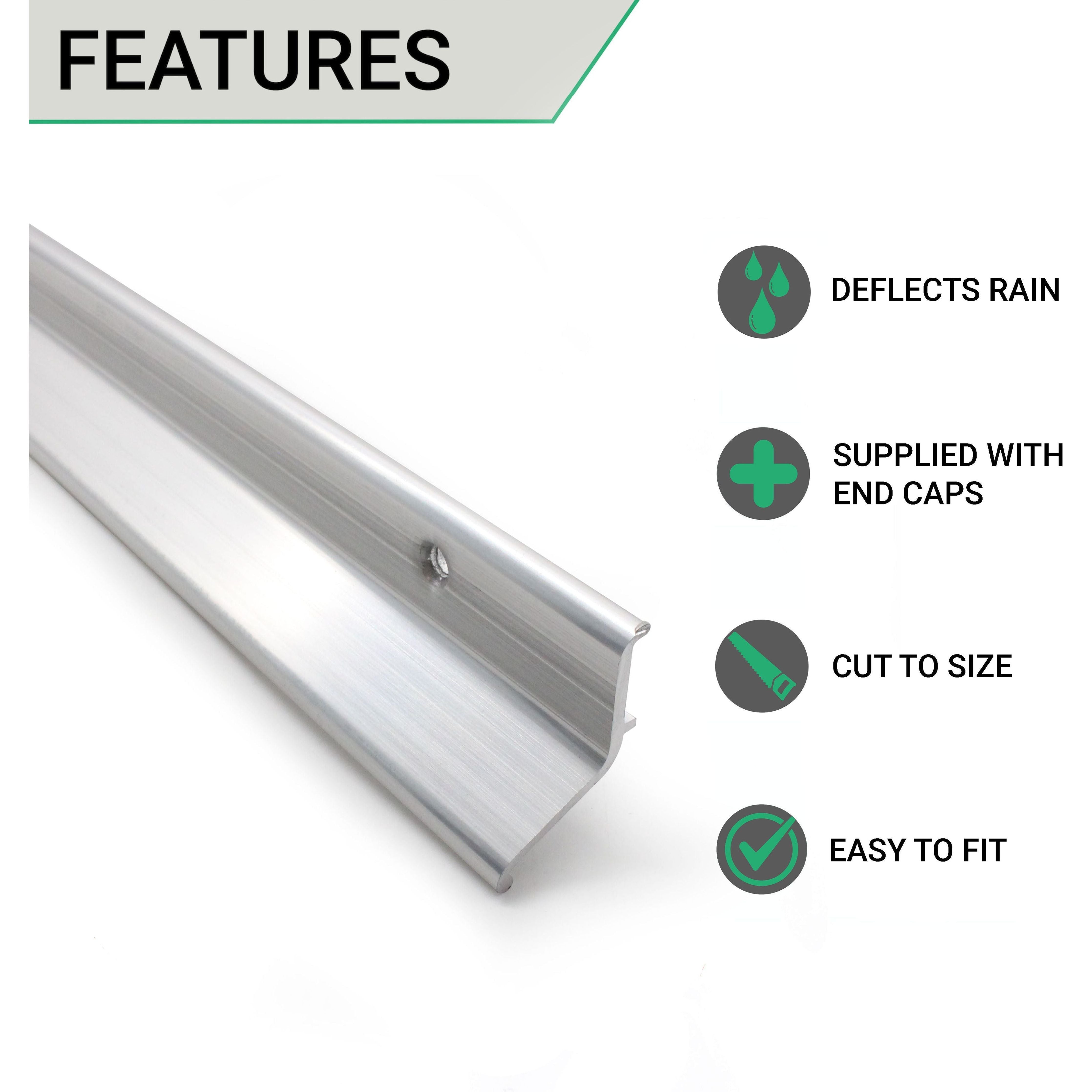 Door Rain Deflector 914mm Aluminium tradefit
