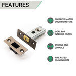 3 inch/76mm Tubular Bathroom Deadbolt - 57mm Backset - Antique Brass - tradefit - 2