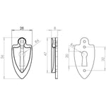 Arrow Head Covered Escutcheon - 56x28mm - Black Antique Iron - tradefit - 2