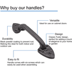 Black Iron Pull Handle Wrought Antique Iron - 220mm - Black Antique Iron - tradefit - 2