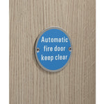 Circular Disc Fire Door Signage - 76mm x 1.5mm - Screw Fixed - Automatic Fire Door Keep Clear - tradefit - 4