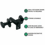 Bathroom - Rack Bolt - 61mm - Oval Thumb Turn - Matt Black - tradefit - 3