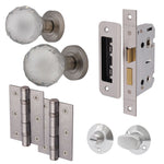 Glass Door Knob Bathroom Pack – 76mm Hinges / 80mm Lock - Satin Nickel - tradefit - 1