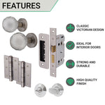 Glass Door Knob Bathroom Pack – 76mm Hinges / 80mm Lock - Satin Nickel - tradefit - 3