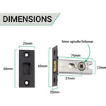 Temara Matt Black Mortice Door Knob Kit - 76mm Latch - tradefit - 3