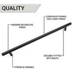 T - Bar Cupboard Dee Handle 348x12mm 288mm Centres Matt Black - tradefit - 5
