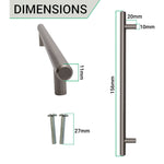 T - Bar Cupboard Dee Handle 156x12mm 96mm Centres Brushed Nickel - tradefit - 3