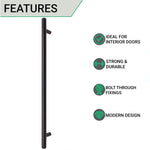 T - Bar Cupboard Dee Handle 348x12mm 288mm Centres Matt Black - tradefit - 2