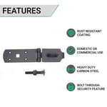 Heavy Secure Bolt On Hasp & Staple - 10 inch - Black - tradefit - 2