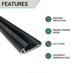 Door Threshold Seal - 56mm Inward Opening - 1829mm - Black - tradefit - 2