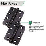 Black Fire Door Hinges - 4 Inch/102mm - Grade 13 Steel Ball Bearing - Pack 2 - Radius - tradefit - 3