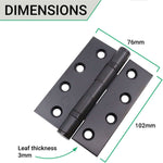 Black Fire Door Hinges - 4 Inch/102mm - Grade 13 Steel Ball Bearing - Pack 2 - tradefit - 4