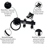 HD Gate Kit - Ring Latch - 350mm Hinges - 150mm Brenton Bolt - Black - tradefit - 6