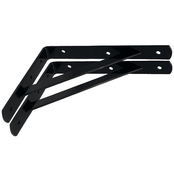 Strong Shelf Brackets PAIR Reinforced Stay Arm Shelving Heavy Duty - 250 x 300 x 30 x 4mm - Black - PAIR - tradefit - Featured Image