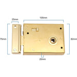 Rim Latch With Locking Snib - Brass Plated - tradefit - 2
