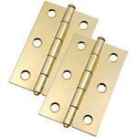 Steel Butt Hinges 1840 Loose Pin Pattern - 76x51x1.5mm - Brass Plated - Pair - EXCLUDING Screws - tradefit - 2