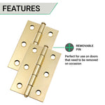 Steel Butt Hinges 1840 Loose Pin Pattern - 76x51x1.5mm - Brass Plated - Pair - EXCLUDING Screws - tradefit - 4