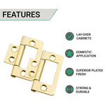 Steel Flush Cabinet Hinges - 40mm - Brass Plated - Pair - EXCLUDING Screws - tradefit - 3