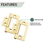 Steel Flush Cabinet Hinges - 40mm - Brass Plated - Pair - EXCLUDING Screws - tradefit - 4