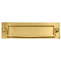 Victorian Letter Plate / Box Postal Knocker - 250x76mm - Polished Brass - tradefit