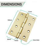 Steel Butt Hinges 1840 Loose Pin Pattern - 102x67x2mm - Brass Plated - Pair - EXCLUDING Screws - tradefit - 5