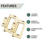 Steel Flush Cabinet Hinges - 50mm - Brass Plated - Pair - EXCLUDING Screws - tradefit - 3