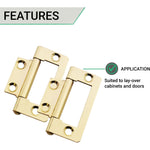 Steel Flush Cabinet Hinges - 50mm - Brass Plated - Pair - EXCLUDING Screws - tradefit - 4