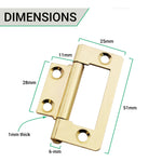 Steel Flush Cabinet Hinges - 50mm - Brass Plated - Pair - EXCLUDING Screws - tradefit - 5