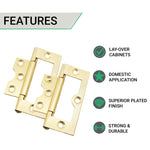 Steel Flush Cabinet Hinges - 75mm - Brass Plated - Pair - EXCLUDING Screws - tradefit - 3