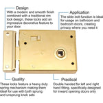 Rim Latch With Locking Snib - Brass Plated - tradefit - 3