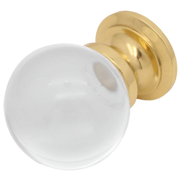 Glass Cupboard Knob Clear Ball - 25mm - Polished Brass - tradefit - Featured Image