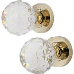 Glass and Polished Brass Mortice Door Knob Kit - 76mm Latch - tradefit - 2