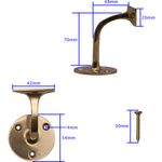 Handrail Bracket Heavy Pattern - 64mm / 2.5 Inch Projection - Brass Finish - tradefit - 2