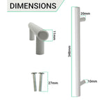 T - Bar Cupboard Dee Handle 348x12mm 288mm Centres Matt White - tradefit - 3