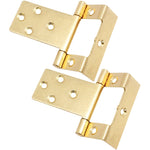Steel Cranked Flush Cabinet Hinges - 50mm - Brass Plated - Pair - EXCLUDING Screws - tradefit - 2