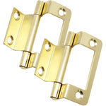 Steel Double Cranked Flush Cabinet Hinges - 50mm - Brass Plated - Pair - EXCLUDING Screws - tradefit - 2