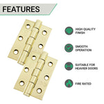 PVD Brass Fire Door Hinges - 3 Inch/76mm - Grade 7 Steel Ball Bearing - Pack 2 - tradefit - 3