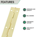 Continuous Piano Hinge - 1830x32x0.7mm - Brass Plated Steel - Pack of 1 - tradefit - 2