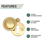 Victorian Keyhole Covered Escutcheon - 34mm - Polished Brass - tradefit - 2