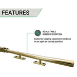 Contemporary Window Stay - 250mm - Polished Brass - tradefit - 3