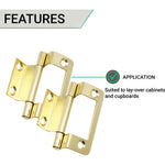 Steel Double Cranked Flush Cabinet Hinges - 50mm - Brass Plated - Pair - EXCLUDING Screws - tradefit - 4