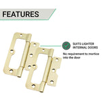 Fixed Pin Hurlinge Cabinet Hinge - 102mm - Brass Plated - Pair - EXCLUDING Screws - tradefit - 4