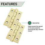 PVD Brass Fire Door Hinges - 3 Inch/76mm - Grade 7 Steel Ball Bearing - Pack 2 - tradefit - 4