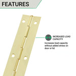 Continuous Piano Hinge - 1830x32x0.7mm - Brass Plated Steel - Pack of 1 - tradefit - 3