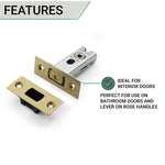 3 inch/76mm Tubular Bathroom Deadbolt - 57mm Backset - Polished Brass - tradefit - 4
