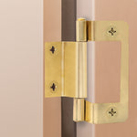 Steel Double Cranked Flush Cabinet Hinges - 50mm - Brass Plated - Pair - EXCLUDING Screws - tradefit - 7
