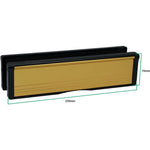 Sleeved Letter Plate Draught Proof - 250mm - Black Frame Polished Gold Flap - tradefit - 2