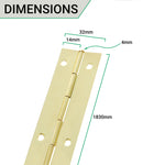Continuous Piano Hinge - 1830x32x0.7mm - Brass Plated Steel - Pack of 1 - tradefit - 4